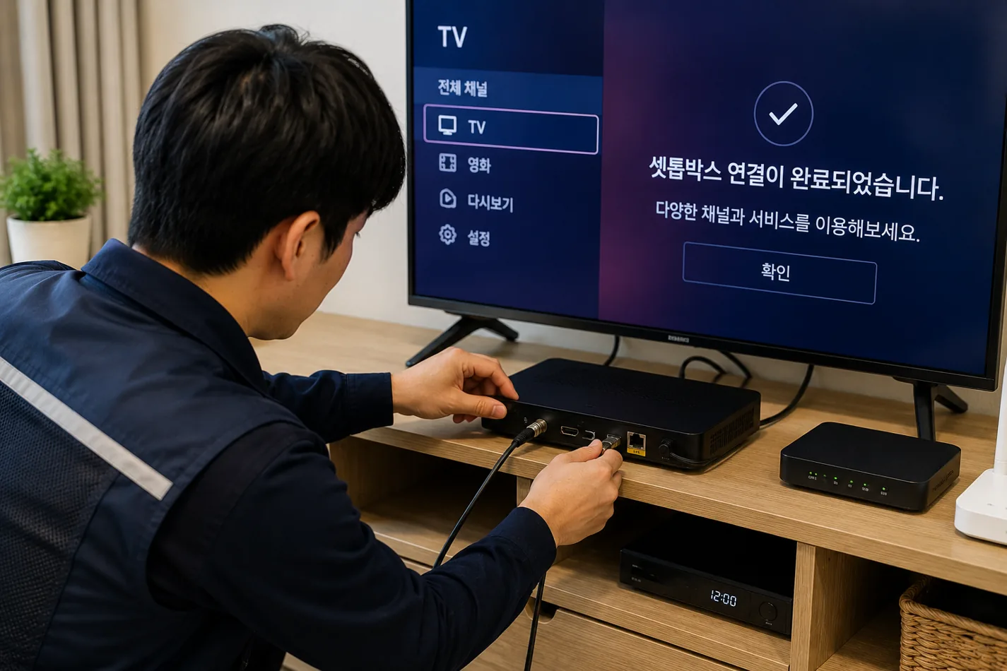 TV 셋톱박스 연결 이미지